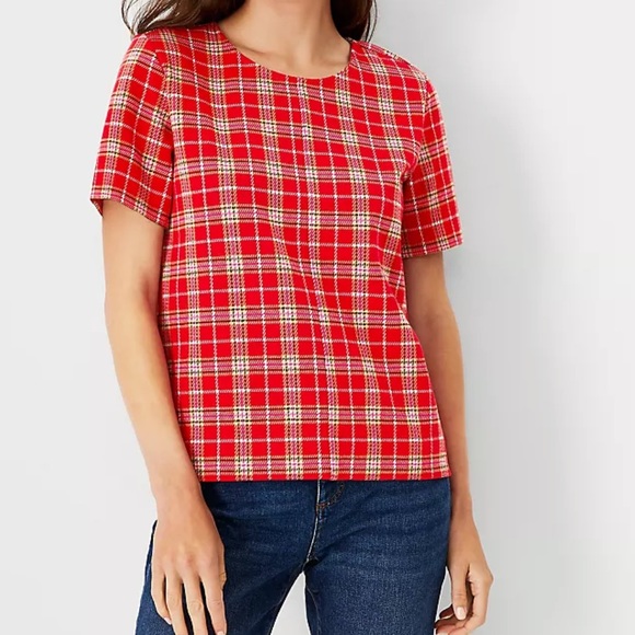 Ann Taylor Tops - Plaid Knit Top Size M